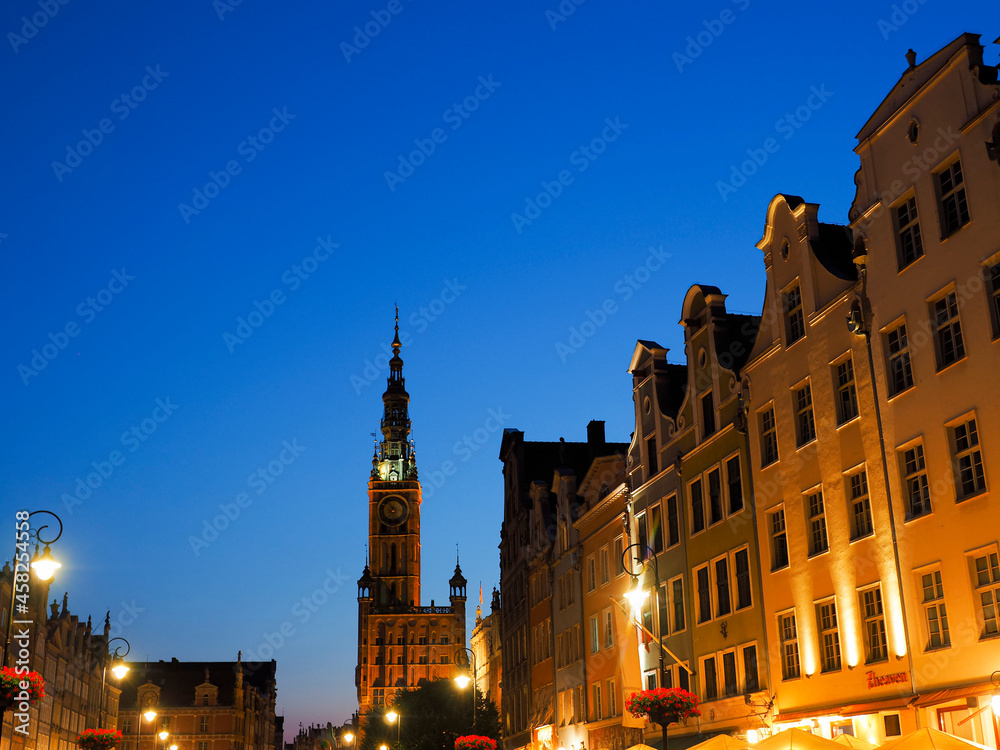 Town view in Poland Gdansk at night