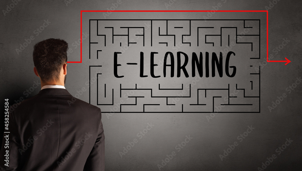 businessman drawing maze concept businessman drawing maze concept