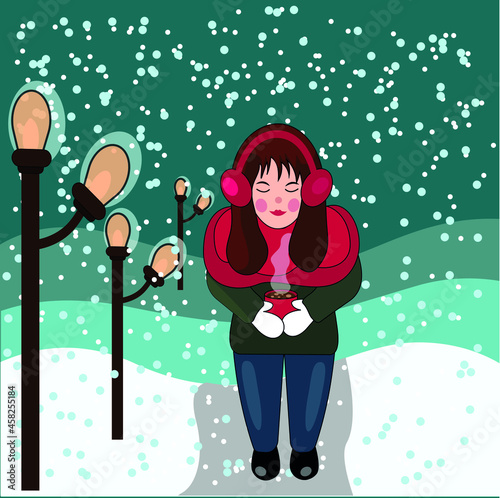 girls with coffee ,girl in winter