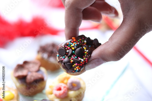 Mini Hok Lo Pan or Martabak mini with various Topping.. Martabak Mini is snack from Indonesia usually consumed at night and can be used as a birthday cake.