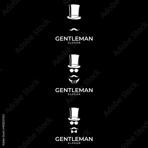Gentleman logo. gentleman label. Classic illustration with men only icons set.