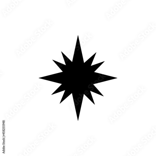 Hand drawn decorative celestial star. Spiritual symbol celestial space. Magic talisman isolated on white background.