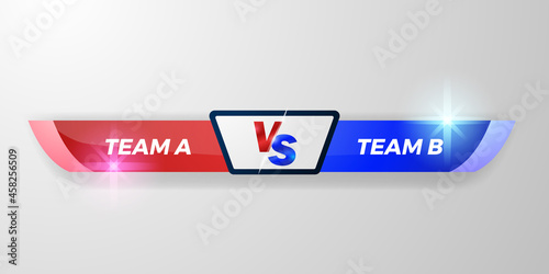 Vs battle lower third, scoreboard team a versus team b, red and blue, elegant for duel sport, competition,