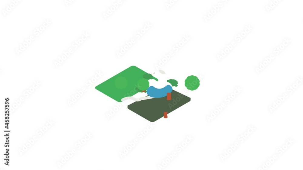 Small pond in the park icon animation isometric best object on white backgound Small pond in the park icon animation isometric best object on white backgound