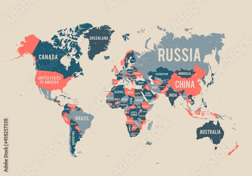 Vector Illustration Old Vintage Map Of The World