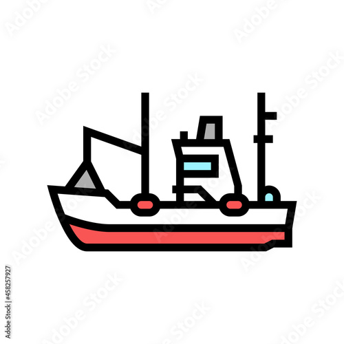 fishing boat color icon vector. fishing boat sign. isolated symbol illustration