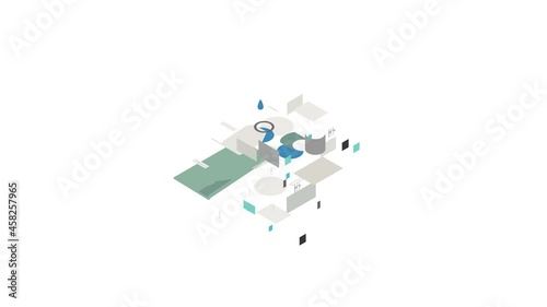 Water treatment building icon animation isometric best object on white backgound