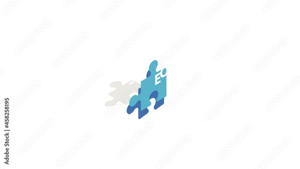 SEO blue puzzle icon animation isometric best object on white backgound SEO blue puzzle icon animation isometric best object on white backgound