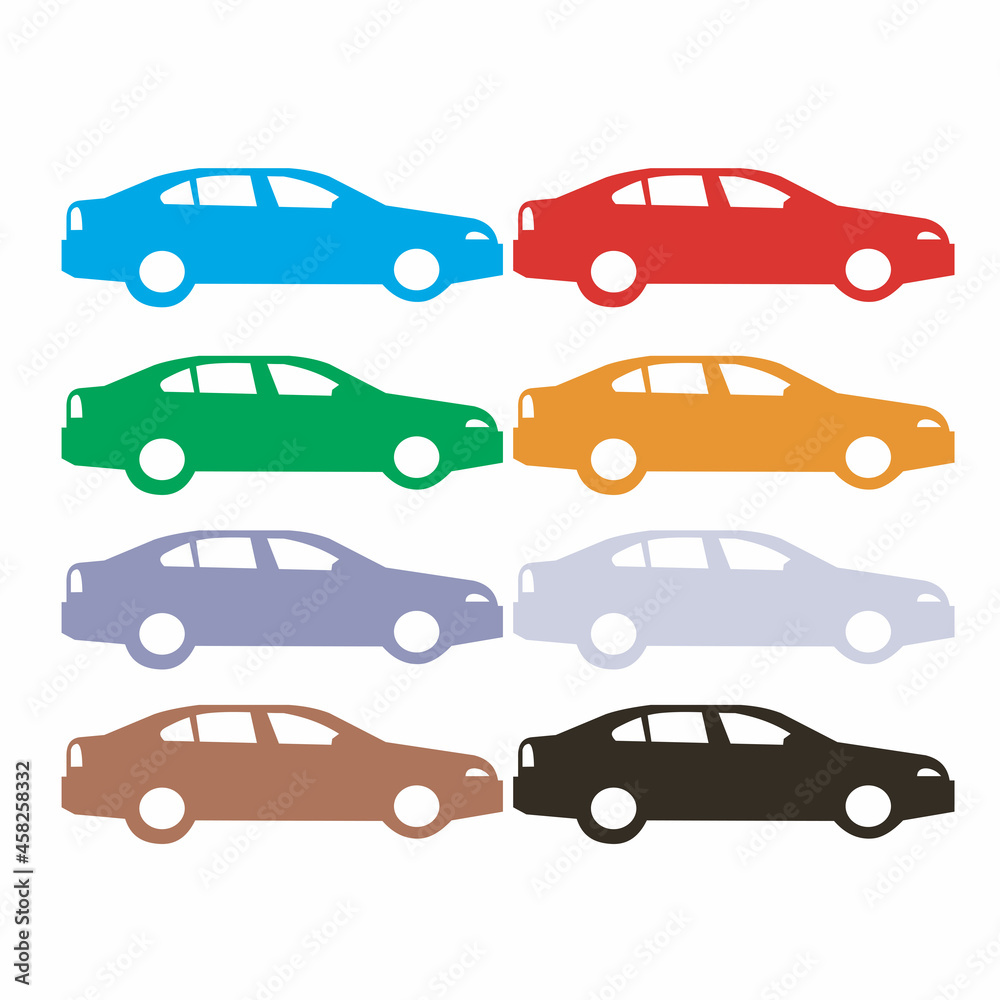 colorfull car icon set side view vector design