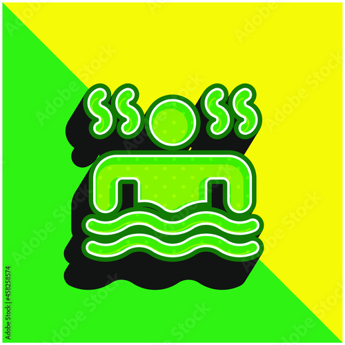 Bath Green and yellow modern 3d vector icon logo