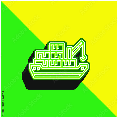 Barge Green and yellow modern 3d vector icon logo