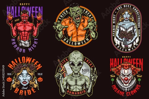 Halloween colorful vintage designs