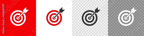 Target and arrow button set icon. Flat vector