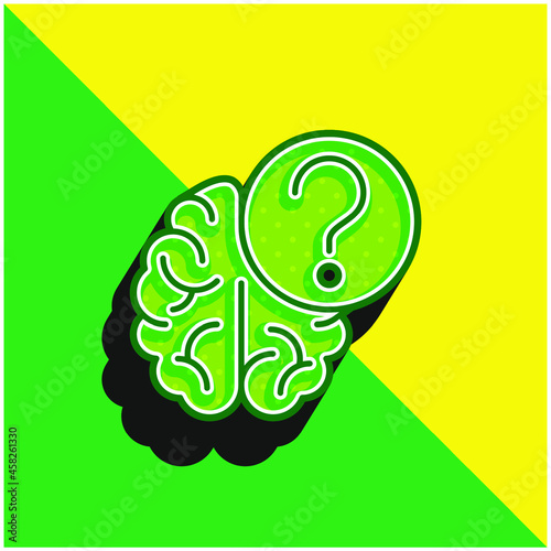 Brain Green and yellow modern 3d vector icon logo