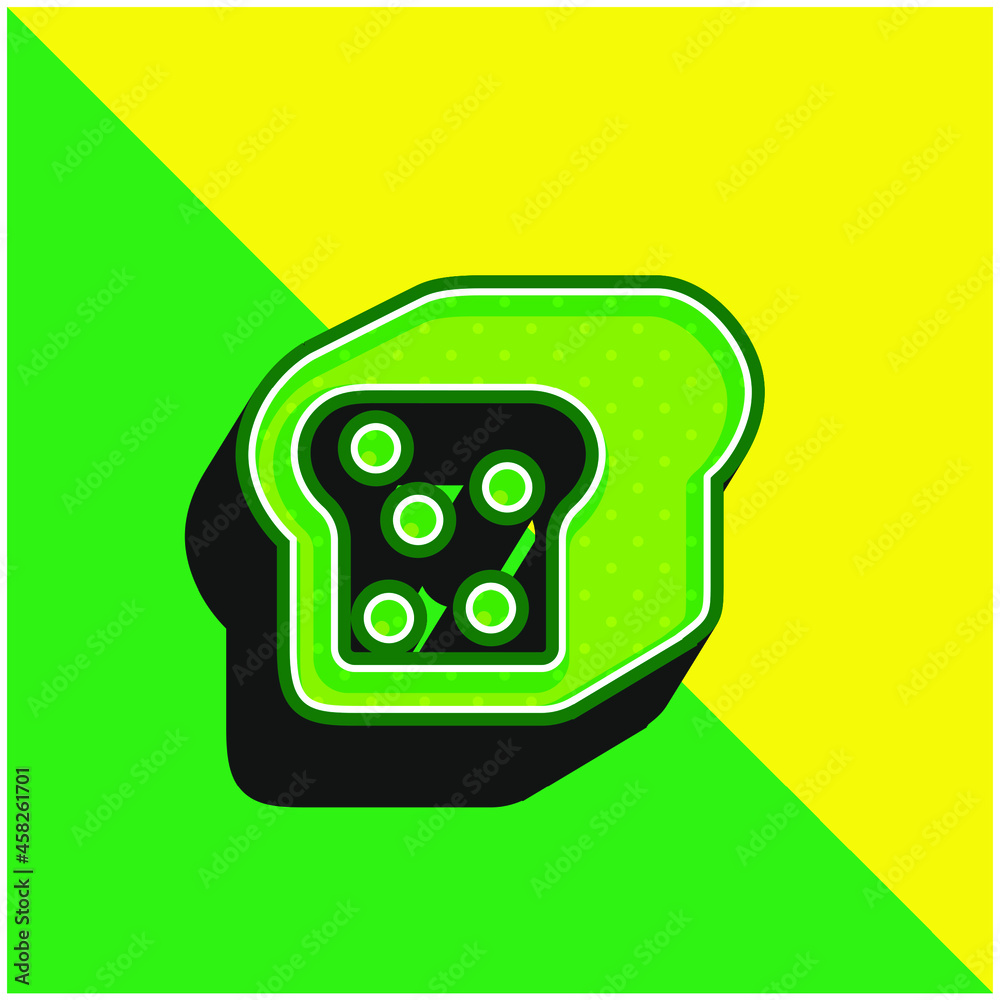Bread Piece With Seeds Green and yellow modern 3d vector icon logo Bread Piece With Seeds Green and yellow modern 3d vector icon logo