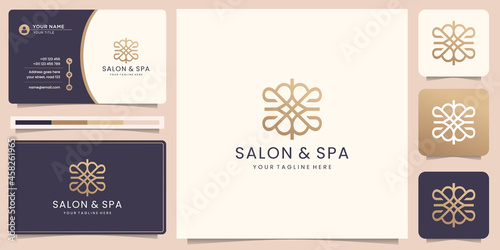 luxury line beauty spa logo template.geometric line style for salon and spa design and business card