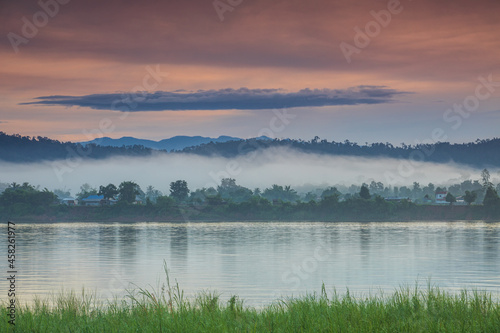 Landscape in the morning at  Mekong river, border of Thailand and Laos, Nakhon Phanom province,Thailand.