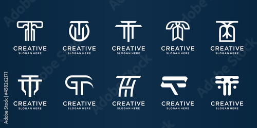 set of creative letter t logo design. Modern elegant initial letter t logo vector for branding.