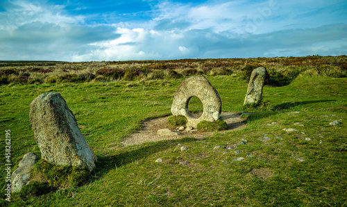 Men-an-Tol known as Men an Toll or Crick Stone - small formation of standing stones in Cornwall, United Kingdom