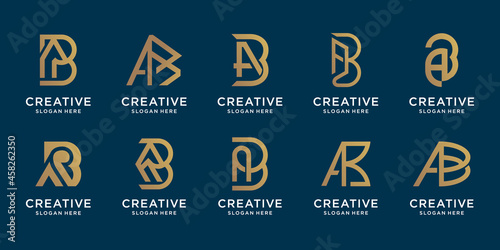 logo letter a and letter b set design bundle. monogram dual meaning design for your company. design a and b. golden color modern pallet.
