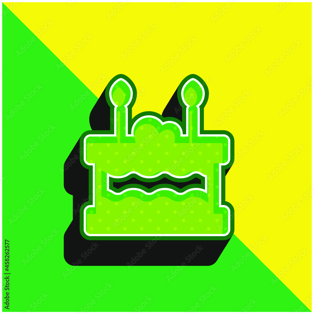 Birthday Cake Green and yellow modern 3d vector icon logo Birthday Cake Green and yellow modern 3d vector icon logo