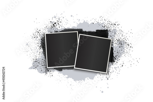 Grunge style two photo frames Vector, black and white frame