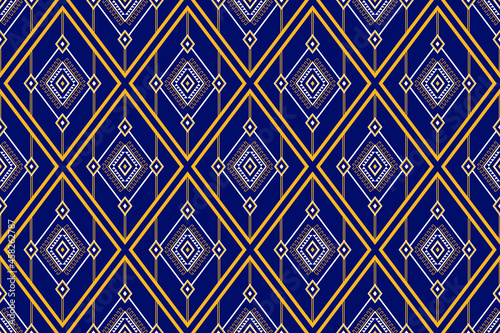 Geometric ethnic oriental seamless pattern traditional Design for background,carpet,wallpaper.clothing,wrapping,Batik fabric,Vector illustration.embroidery style - Sadu, sadou, sadow or sado