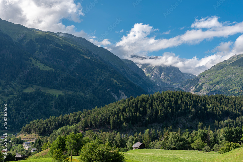 Landscape by the village Ernen with Wannenhorn group in background