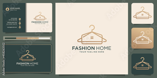 minimalist fashion hangers logo with creative home design and business card template inspiration. © ulhaq_std