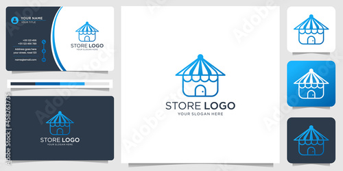 minimalist store logo fashion shop design. creative store logo with business card design template.