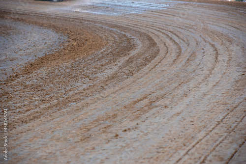 race track turn dirt photo