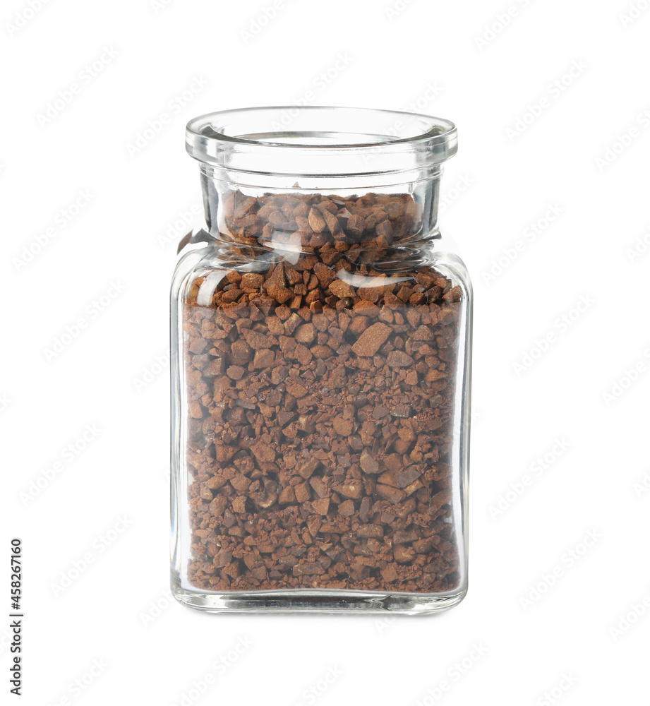 Jar of chicory granules isolated on white Jar of chicory granules isolated on white