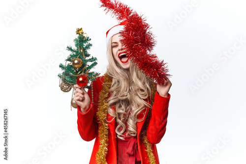 cute cheerful woman christmas decoration holiday fashion