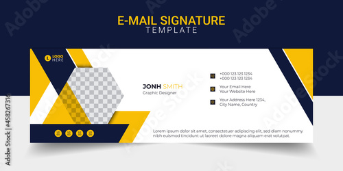 Email signature modern template design layout. Emailers personal business minimalist personal web social media cover.