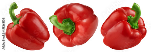 Fotografie, Obraz Red sweet bell pepper isolated on white background, collection