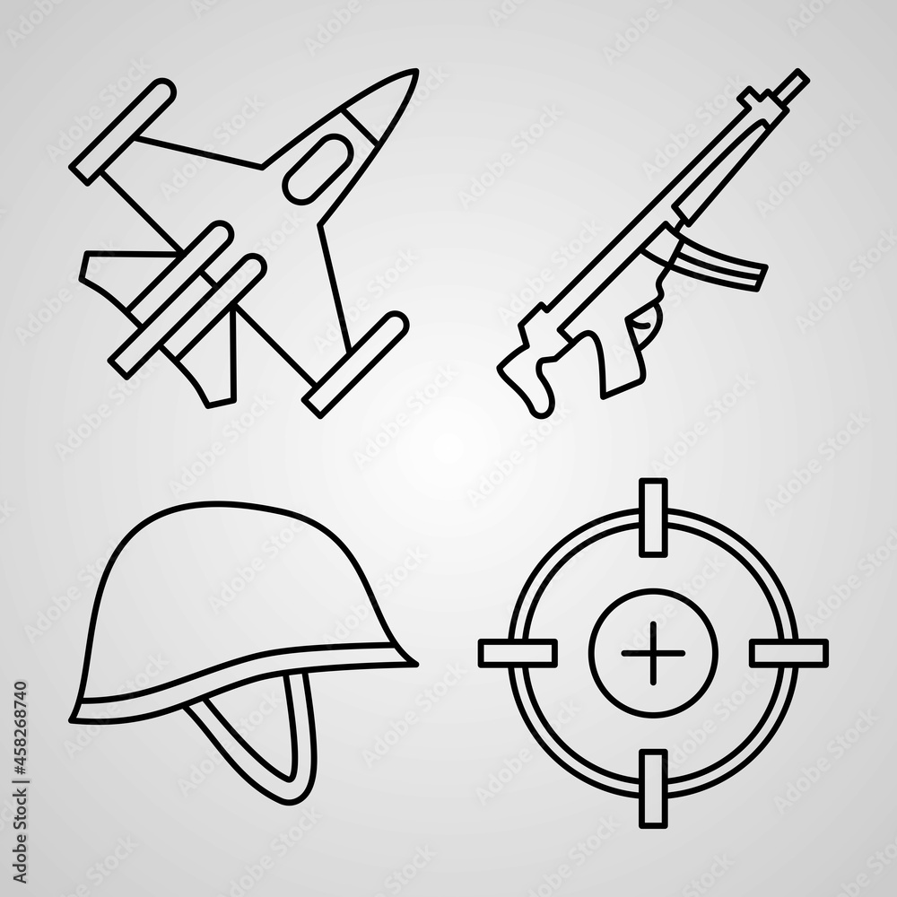 Weapons Symbol Collection On White background Weapons Outline Icons Weapons Symbol Collection On White background Weapons Outline Icons