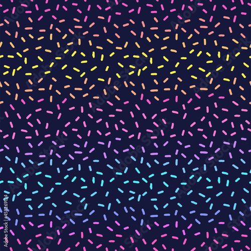 Donut's sweet sprinkles. Template for design. Texture for fabric, wrapping, wallpaper. Decorative print. Vector illustration
