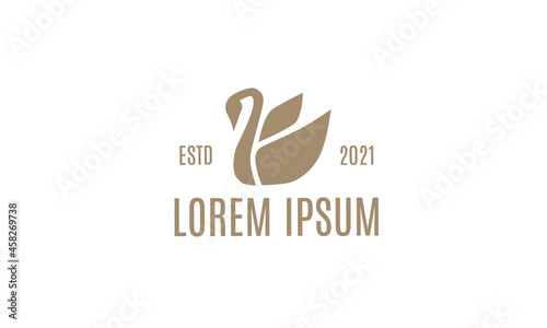 Vintage beauty swan logo design template