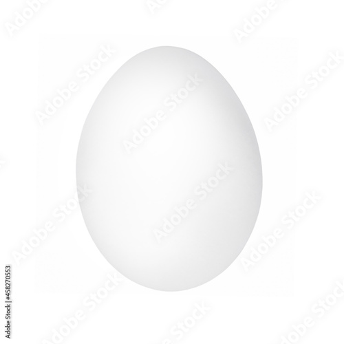 White egg isolated on white background. One chicken egg closeup.
