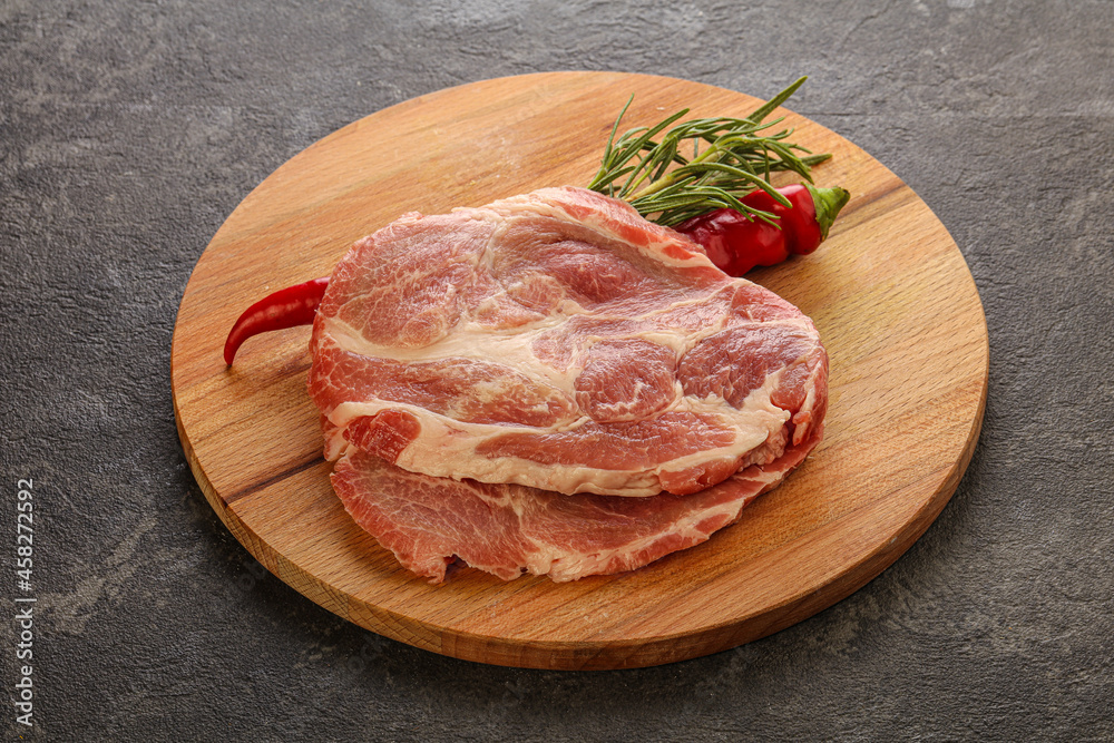 Raw pork meat neck steak