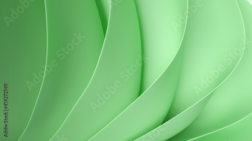 Abstract eco green fashion background. Curvy layers wallpaper. 3d rendering