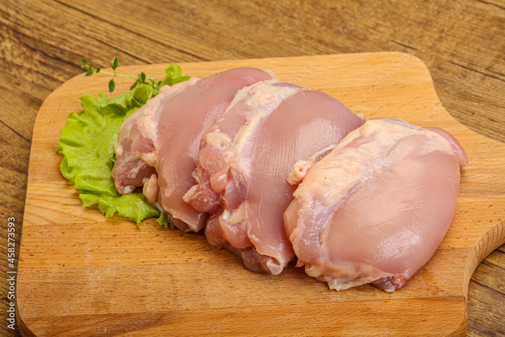 Raw chicken boneless and skinless leg Raw chicken boneless and skinless leg