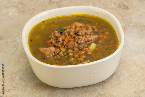 Lentil soup with chicken and vegetables