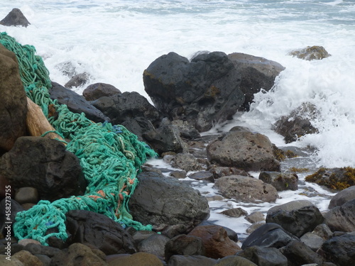 Floatsam and jetsam washed ashore on a stormy day