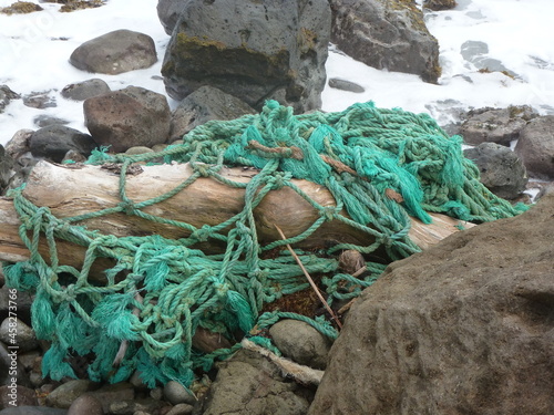Floatsam and jetsam washed ashore on a stormy day