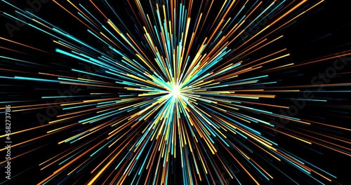 Abstract circular geometric centric motion starburst dynamic lines or rays background. 