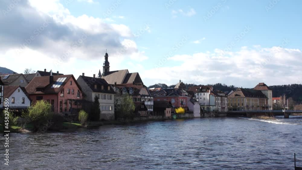 timelapse gernsbach in baden-württemberg germany. Old town with river timelapse gernsbach in baden-württemberg germany. Old town with river