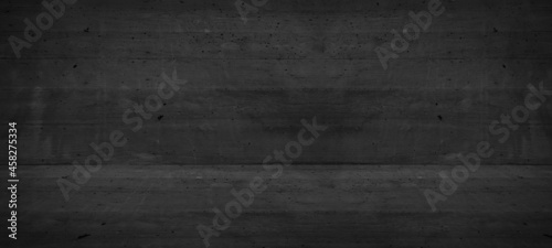 Dark black grey gray anthracite cement concrete cement tiles stone wall and floor / empty 3D studio room , interior texture for display products, wall background.