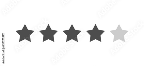 Rating sticker icon with four stars on a white background. Flat design. Graphic Resources