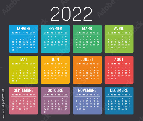 Calendrier Agenda 2022 couleur